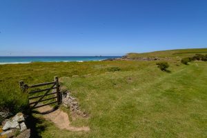 Views towards Trevose Head from garden at Booby's Bay Cottage