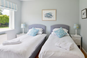 Ground floor twin bedroom at Curlews which can be made as superking if requested
