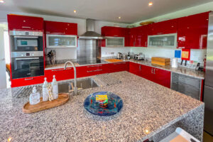 Well equipped kitchen and island at Cheyney