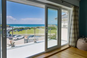 Sea views from first floor balcony at Aquataine Lodge
