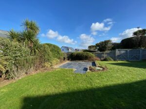 Grassed garden and extra patio area at Blue Seas