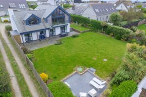 Ariel view of the rear garden at Blue Seas