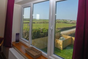 Rural views from first floor window at Carnavis Cottage