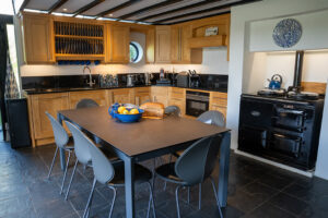 Kitchen and dining area at Morvoren with AGA and integrated oven