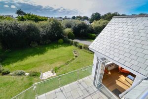 Aerial view of rear garden and part of patio leading from the conservatory at Herongate
