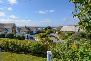 Views of Trevone Bay from the decking at the front of Highview
