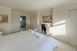 Superking ensuite bedroom at Penamont with built in wardrobe and door into the ensuite