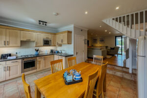 Open plan kitchen and dining area at Penjerrick