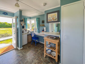 Kitchen at Thalassa with door to garden