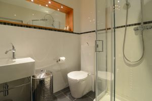 Bathroom on the ground floor at Morvoren with walk in shower