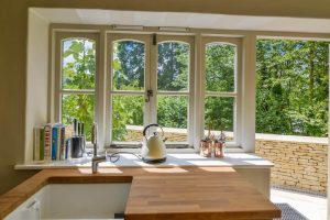 Rural views from the kitchen at Pensile House Cottage