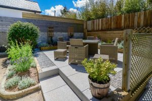 Patio area at Parc Vean with outside table and chairs