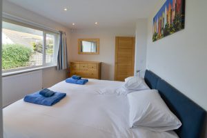 Twin bedroom on the ground floor at Pendoric, with option of a Super King