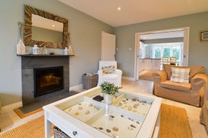 Lounge at Penpor with a log burner