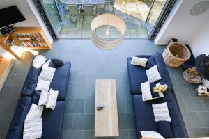 Ariel view of ground floor from the first floor mezzanine lounge