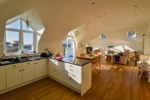 Open plan living area at Sailaway from the kitchen area