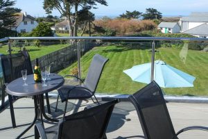 View over rear garden from the balcony at Sailaway