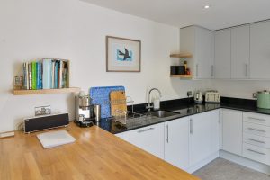 Kitchen area at The Riding with breakfast bar