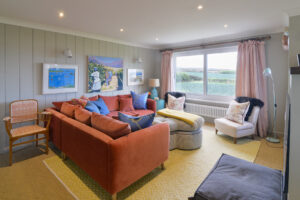 First floor lounge area at Torridon with ample seating and view