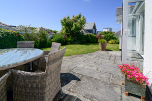 The patio at the rear of Tregarne