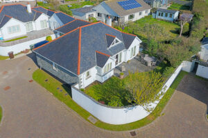 Aerial view over Tregarne and the rear garden