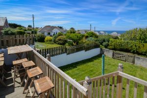 Views of the garden from the decking at Wispa