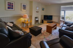 Lounge at Wispa with gas fire and TV