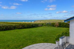 Sea views from grassed rear garden at Atlantic Breezes