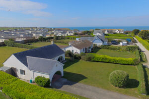 Ariel view of Bosporthennis with large grassed front garden