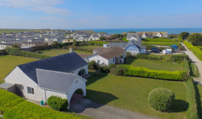 Ariel view of Bosporthennis with large grassed front garden