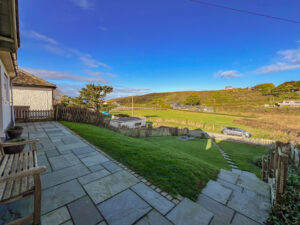 View from the front patio over the front garden at Wings