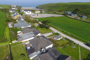 Aerial view over Wings and Porthcothan Bay