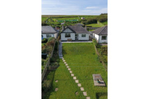 Aerial view over the front garden at Wings