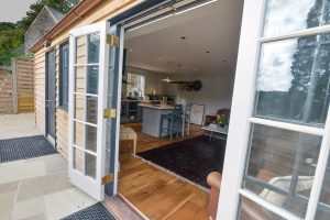 Looking into The Studio at Pensile House from the patio doors