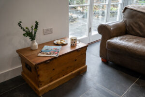 Side table in kitchen at Carrek Cottage