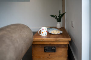 Side table in kitchen/snug area at Carrek Cottage