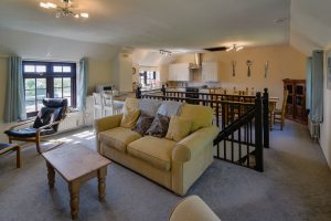 First floor open plan living area from the lounge at Stable Cottage