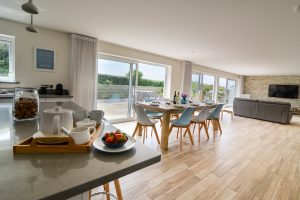 Open plan living area from the kitchen