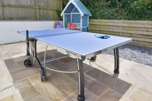 The table tennis table on the patio at Trebriani
