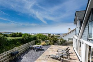 The rear patio at Trebriani