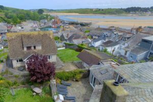 Ariel view from The Granite House across Padstow and the Camel Estuary