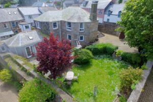 Ariel view of The Granite House and grassed garden area