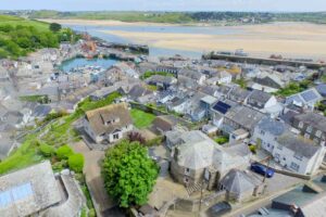Ariel view of The Granite House, Padstow and the Camel Estuary
