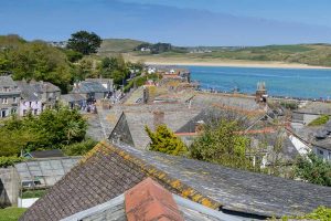 Views across rooftops of Padstow and The Camel estuary from The Granite House