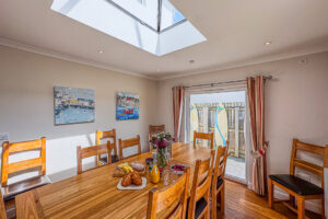 Dining area with skylight at Newlands
