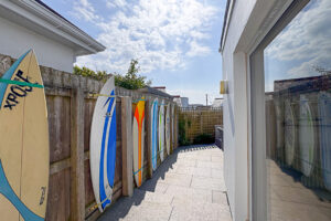 Surf boards on the fences at Newlands
