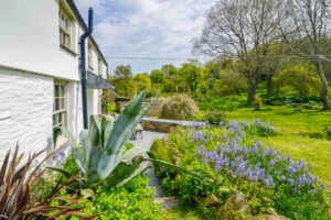 Looking out at the large open garden at Millingworth Mill