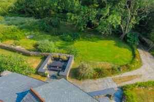 Aerial shot showing the seating area outside Millingworth Mill