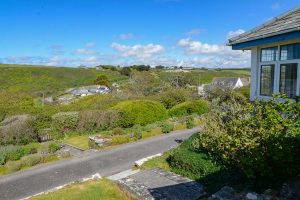 View over Porthcothan Valley from the patio at 't Sandt