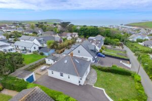 Ariel view of Lowena and over Trevone out to the ocean